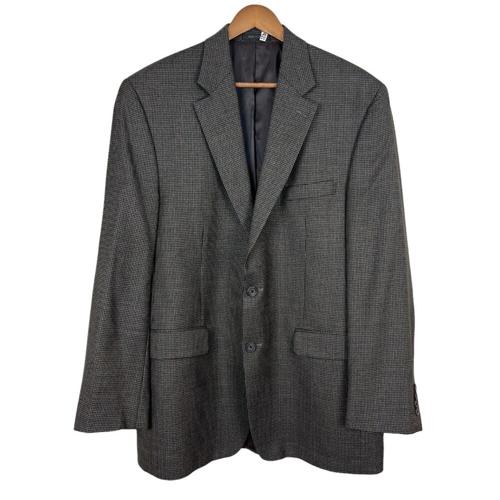 Lauren Ralph Lauren‎ Blazer Jacket Mens 42L Houndstooth Two Button Brown Navy